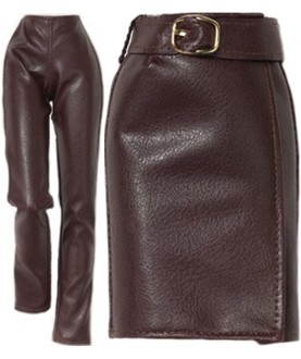 Cognac Leather Pant/Skirt Set